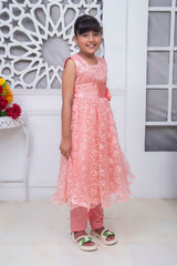 FANCY 3D EMBROIDERED FROCK IN PINK COLOR MADE WITH IMPORTED NET FABRIC