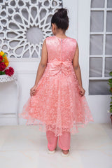 FANCY 3D EMBROIDERED FROCK IN PINK COLOR MADE WITH IMPORTED NET FABRIC