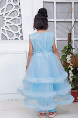 WINGS STYLE FROCK IN SKY BLUE COLOR MADE WITH IMPORTED NET FABRIC