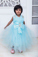 FANCY FROCK IN SKY BLUE COLOR MADE WITH IMPORTED NET FABRIC