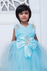 FANCY FROCK IN SKY BLUE COLOR MADE WITH IMPORTED NET FABRIC