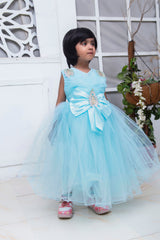 FANCY FROCK IN SKY BLUE COLOR MADE WITH IMPORTED NET FABRIC