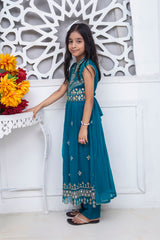 EMBROIDERED FANCY FROCK IN REGAL BLUE COLOR MADE WITH IMPORTED CHIFFON FABRIC