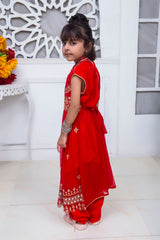 EMBROIDERED FANCY FROCK IN RED COLOR MADE WITH IMPORTED CHIFFON FABRIC