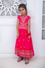 EMBROIDERED FANCY FROCK IN PINK COLOR MADE WITH IMPORTED CHIFFON FABRIC