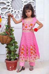 EMBROIDERED FANCY FLOWER DESIGN FROCK IN PINK COLOR MADE WITH IMPORTED CHIFFON FABRIC