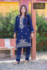 2 PIECE LAWN KURTI IN BLUE COLOR