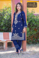 2 PIECE LAWN KURTI IN BLUE COLOR