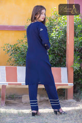 2 PIECE LAWN KURTI IN BLUE COLOR