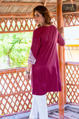 2 PIECE DESIGNER COTTON KURTI IN PINK COLOR