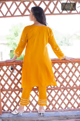 2 PIECE LAWN KURTI IN MUSTARD COLOR