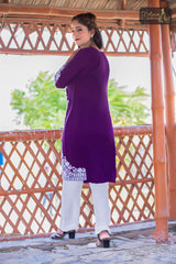 2 PIECE DESIGNER COTTON KURTI IN PURPLE COLOR