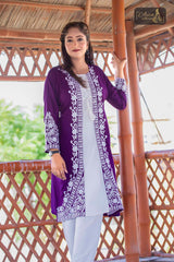 2 PIECE DESIGNER COTTON KURTI IN PURPLE COLOR