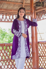 2 PIECE DESIGNER COTTON KURTI IN PURPLE COLOR