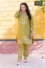 2 PIECE LAWN KURTI IN MEHNDI COLOR