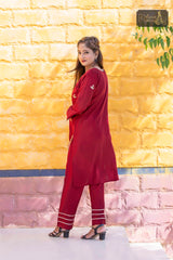 2 PIECE LAWN KURTI IN MAROON COLOR