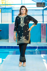 2 PIECE LAWN KURTI IN BLACK COLOR