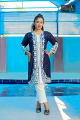 2 PIECE DESIGNER COTTON KURTI IN DARK BLUE COLOR