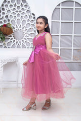 FANCY FROCK IN BASHFUL PINK COLOR MADE WITH IMPORTED NET FABRIC