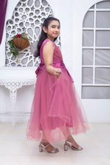 FANCY FROCK IN BASHFUL PINK COLOR MADE WITH IMPORTED NET FABRIC