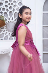 FANCY FROCK IN BASHFUL PINK COLOR MADE WITH IMPORTED NET FABRIC