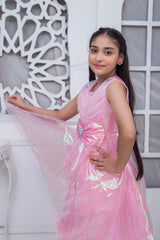 FANCY SHINNING FROCK IN PINK COLOR MADE WITH IMPORTED TISSUE FABRIC