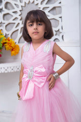 FANCY FROCK IN PINK COLOR MADE WITH IMPORTED NET FABRIC