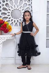 FRILL STYLE FROCK IN BLACK COLOR MADE WITH IMPORTED NET FABRIC