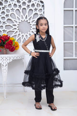 FRILL STYLE FROCK IN BLACK COLOR MADE WITH IMPORTED NET FABRIC