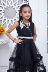 FRILL STYLE FROCK IN BLACK COLOR MADE WITH IMPORTED NET FABRIC