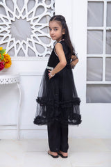 FRILL STYLE FROCK IN BLACK COLOR MADE WITH IMPORTED NET FABRIC