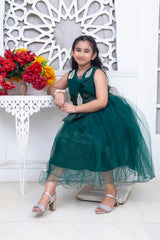 FANCY FROCK IN DARK GREEN COLOR MADE WITH IMPORTED NET FABRIC