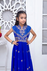 EMBROIDERED FANCY FROCK IN BLUE COLOR MADE WITH IMPORTED CHIFFON FABRIC