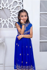 EMBROIDERED FANCY FROCK IN BLUE COLOR MADE WITH IMPORTED CHIFFON FABRIC