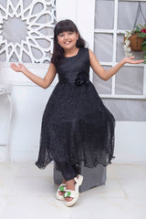 FANCY 3D EMBROIDERED FROCK IN BLACK COLOR MADE WITH IMPORTED NET FABRIC