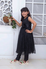 FANCY 3D EMBROIDERED FROCK IN BLACK COLOR MADE WITH IMPORTED NET FABRIC