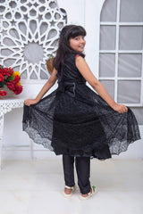 FANCY 3D EMBROIDERED FROCK IN BLACK COLOR MADE WITH IMPORTED NET FABRIC