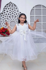 FANCY FROCK IN WHITE COLOR MADE WITH IMPORTED NET FABRIC