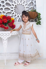 EMBROIDERED FANCY FROCK IN WHITE COLOR MADE WITH IMPORTED CHIFFON FABRIC