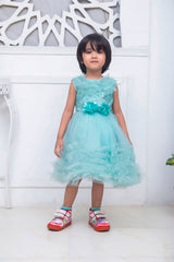 FLORAL FANCY FROCK IN SKY BLUE COLOR MADE WITH IMPORTED FABRIC