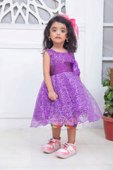 FANCY 3D EMBROIDERED BABY FROCK IN PURPLE COLOR MADE WITH IMPORTED NET FABRIC