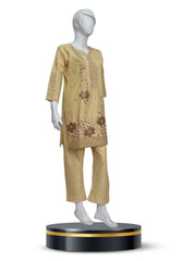 2 PIECE COTTON KURTI IN CREAM COLOR