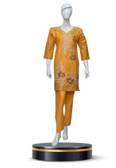 2 PIECE COTTON KURTI IN ORANGE COLOR