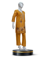 2 PIECE COTTON KURTI IN ORANGE COLOR