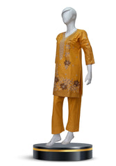 2 PIECE COTTON KURTI IN ORANGE COLOR