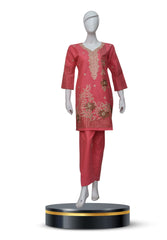 2 PIECE COTTON KURTI IN PINK COLOR